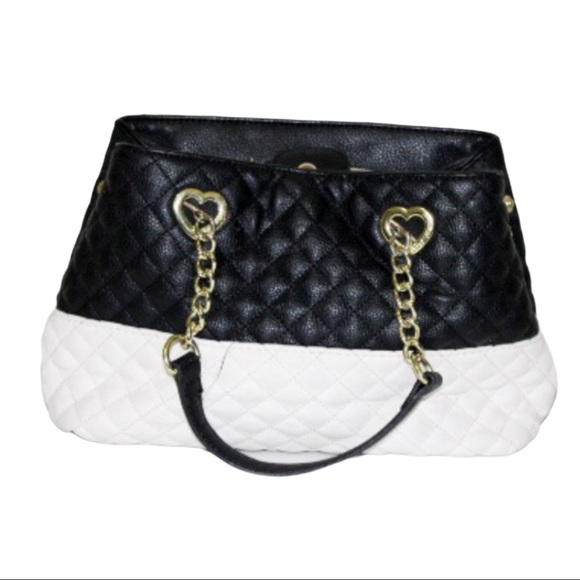 Betsey Johnson Handbags - Betsy Johnson- Black & White Quilted w/ gold Chain